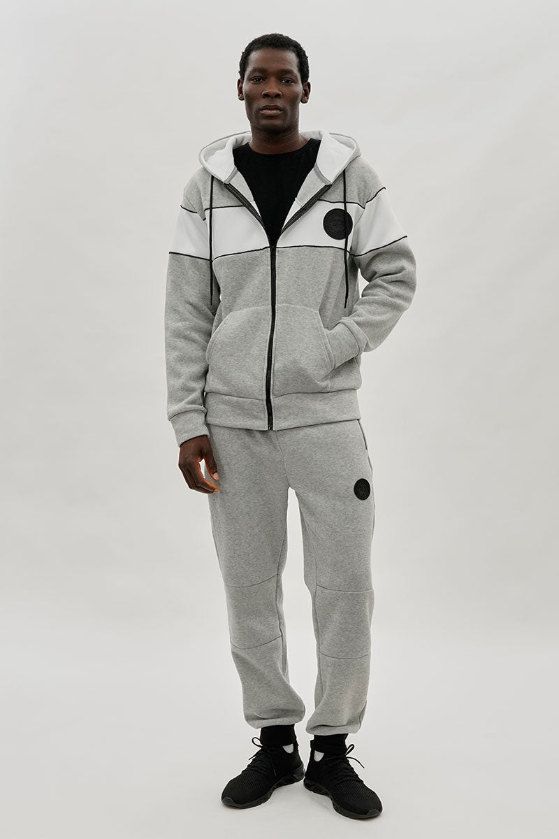 Super Triple Goose Colour Block Zip Up Hoodie - Grey