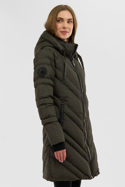 Canada Weather Gear Chevron Quilted Long Parka Jacket - Olive - Womens Parka Jackets - Canada Weather Gear