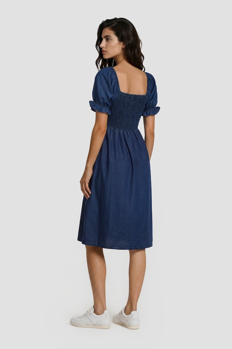 navy blue smocked dress Sincerely Fabulous Navy Blue Satin Smocked Ruffled Maxi Dress