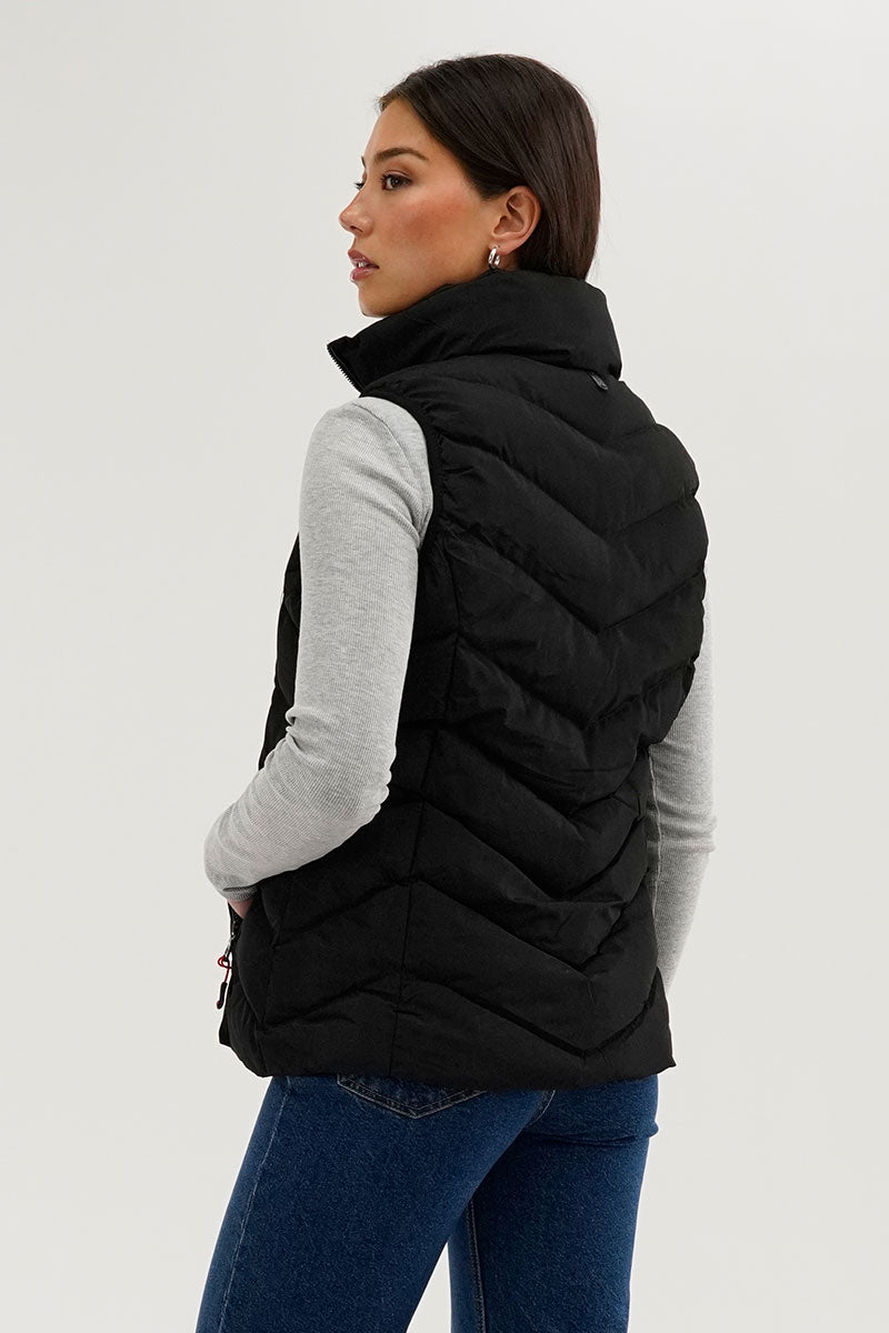 Canada Weather Gear Chevron Bubble Vest - Black - Womens Vests - Canada Weather Gear
