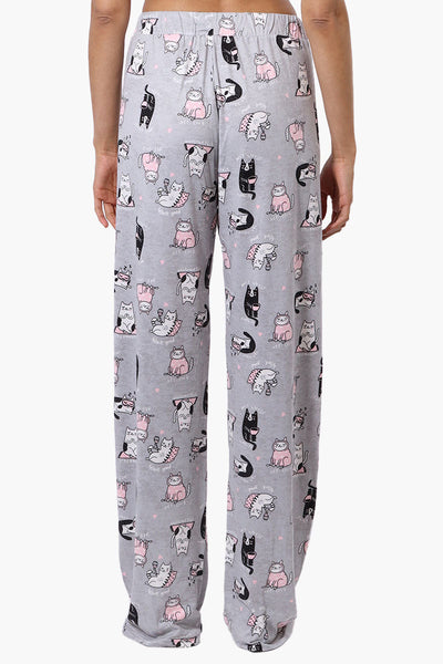 Canada Weather Gear Cat Pattern Wide Leg Pajama Pants - Grey - Womens Pajamas - Canada Weather Gear