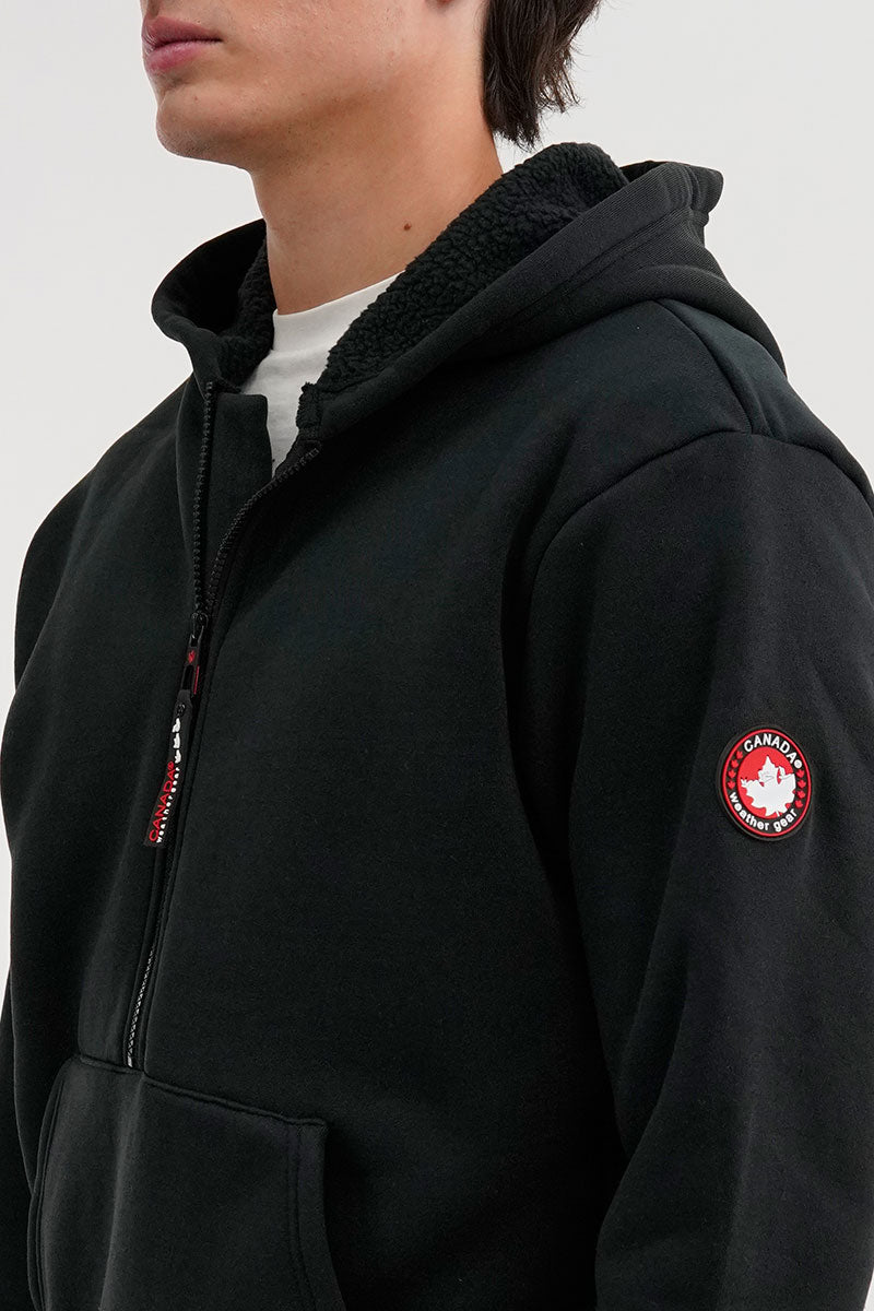 Canada Weather Gear Fleece Half Zip Hoodie - Black