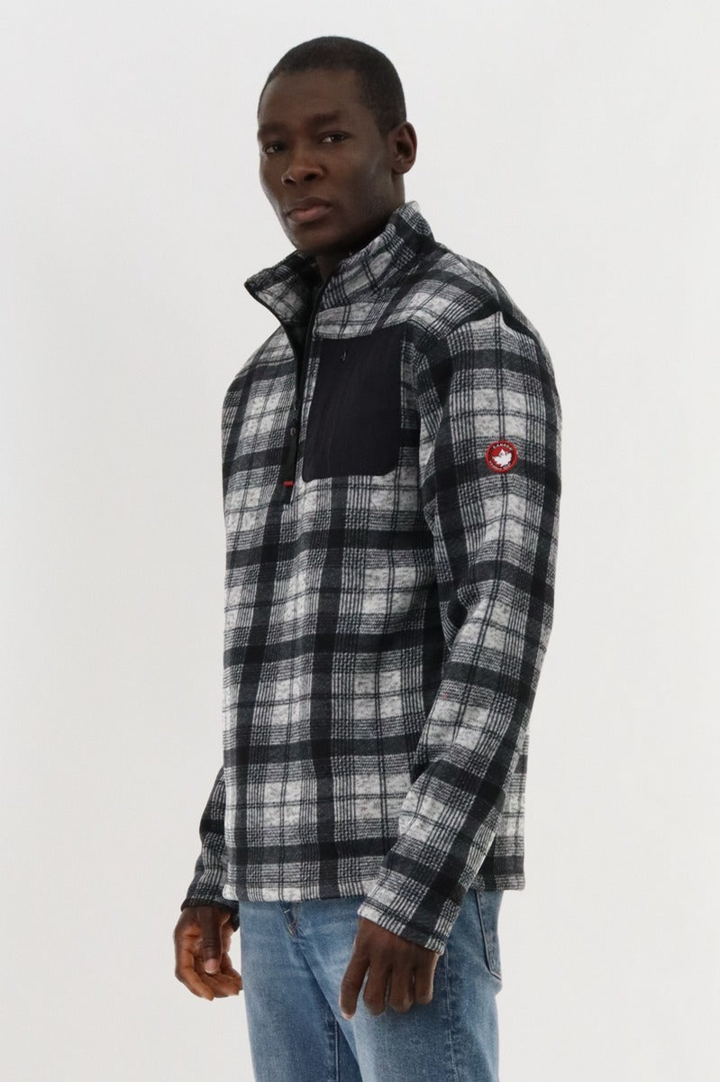 Canada Weather Gear 1/4 Zip Plaid Pullover Sweater - Grey - Mens Pullover Sweaters - Canada Weather Gear