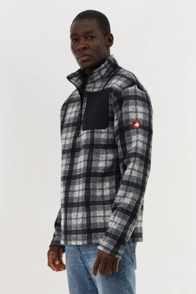 Canada Weather Gear 1/4 Zip Plaid Pullover Sweater - Grey - Mens Pullover Sweaters - Canada Weather Gear