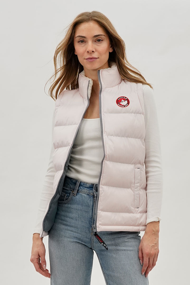 Canada Weather Gear Fleece Lined Collar Puffer Vest - Blush
