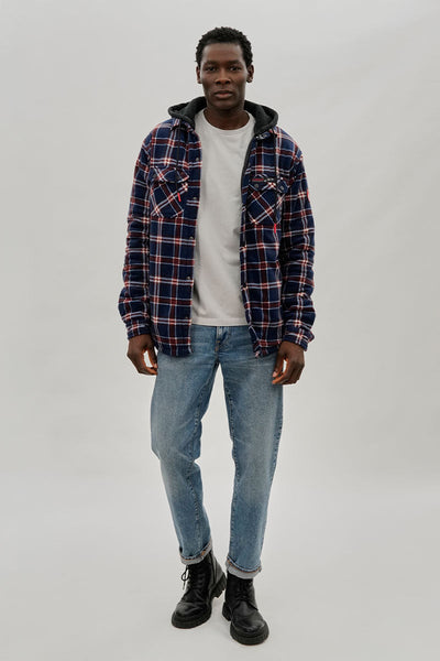 Canada Weather Gear Plaid Hooded Lightweight Jacket - Navy - Mens Lightweight Jackets - International Clothiers