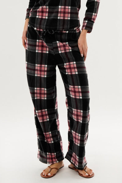 Canada Weather Gear Plaid Wide Leg Pajama Pants - Black - Womens Pajamas - Canada Weather Gear