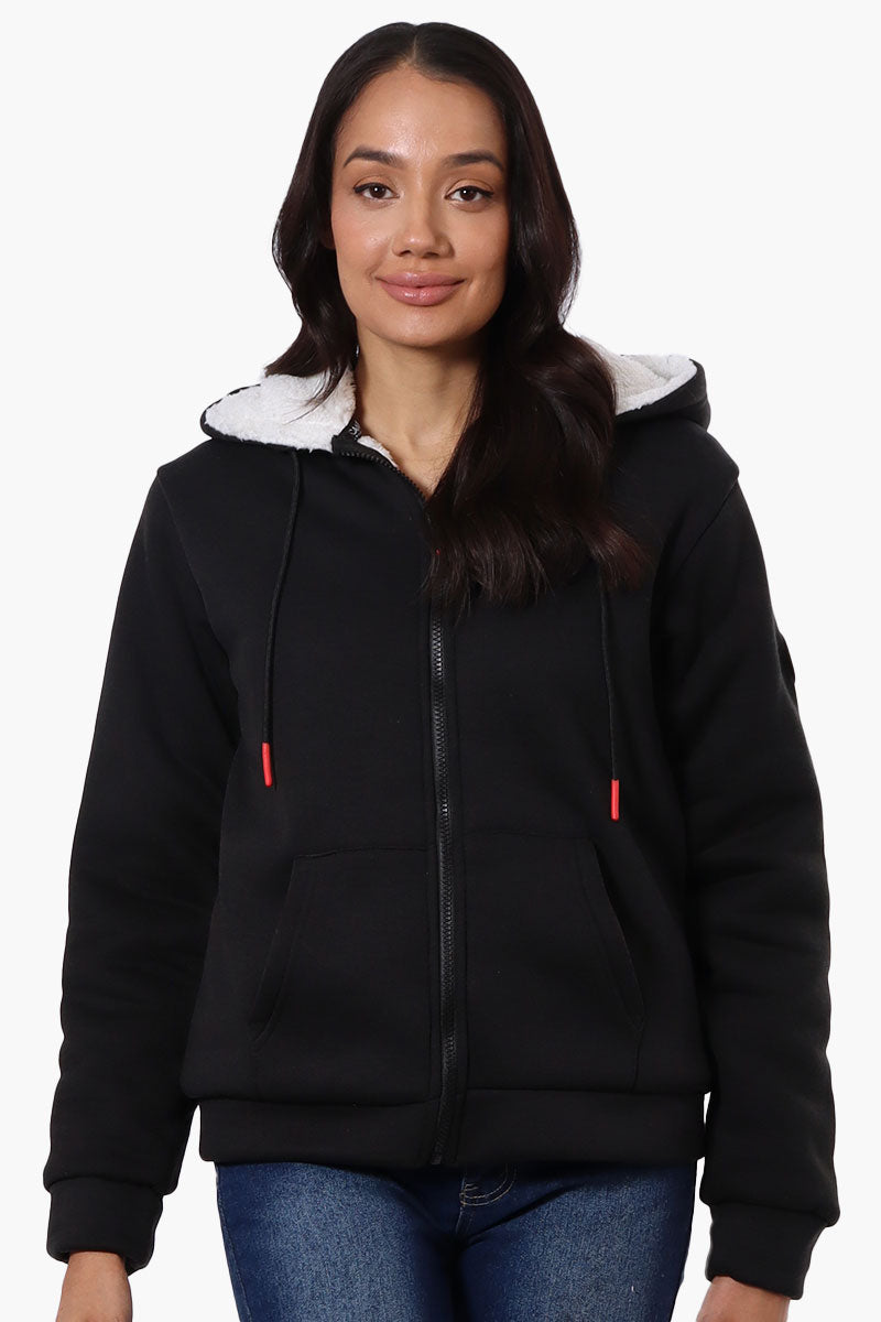 Canada Weather Gear Fleece Lined Zip Up Hoodie - Black - Womens Hoodies & Sweatshirts - Canada Weather Gear