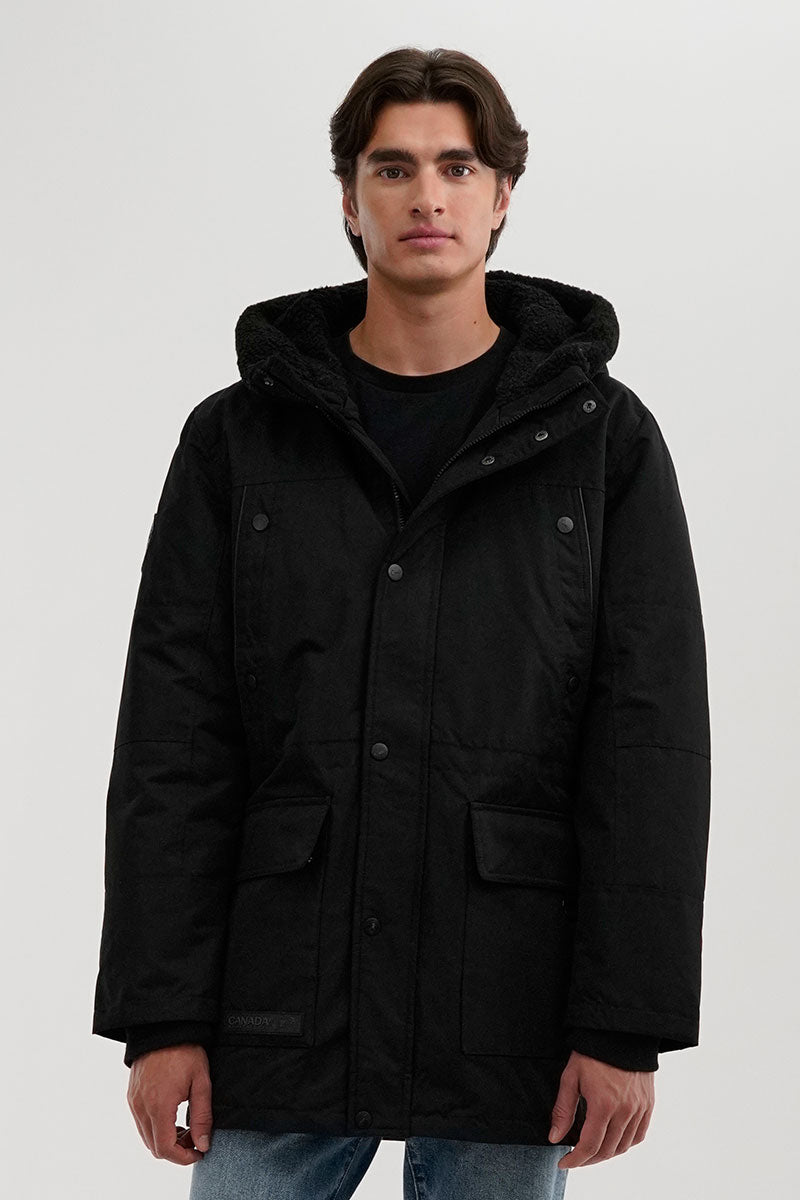 Canada Weather Gear Sherpa Lined Hood Parka Jacket - Black