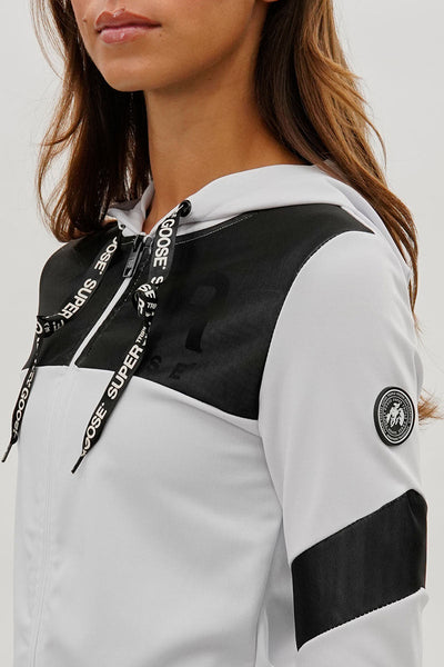 Super Triple Goose Zip Up Mesh Detail Hoodie - White - Womens Hoodies & Sweatshirts - Canada Weather Gear