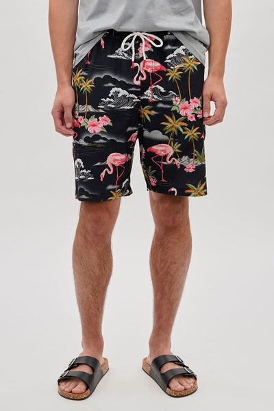 Canada Weather Gear Tropical Print Swim Shorts - Black - Mens Shorts & Capris - Canada Weather Gear