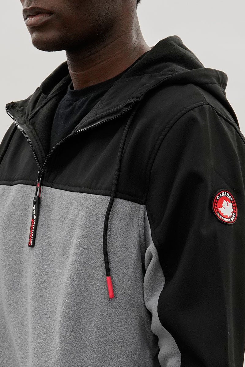 Canada Weather Gear Colour Block Half Zip Hoodie - Grey - Mens Hoodies & Sweatshirts - Canada Weather Gear