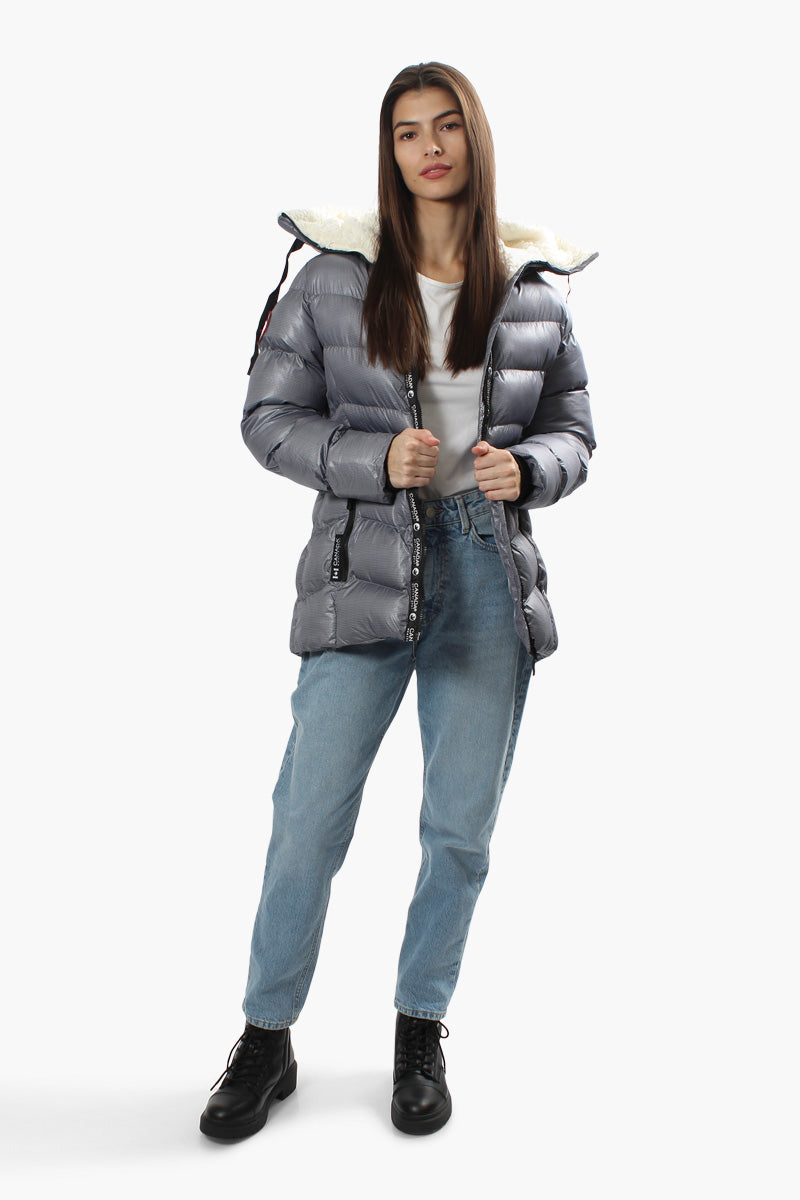 Canada Weather Gear Sherpa Hood Bomber Jacket - Grey - Womens Bomber Jackets - Canada Weather Gear