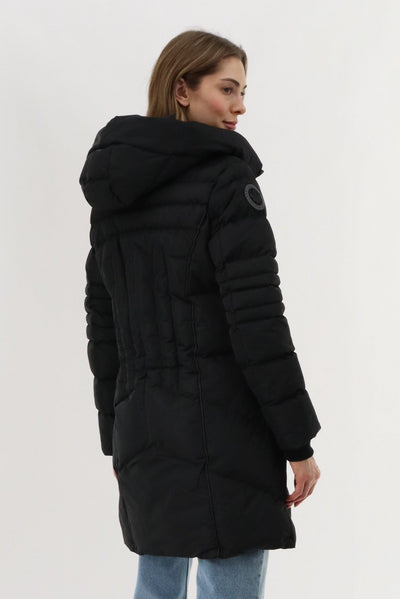 Canada Weather Gear Quilted Hooded Parka Jacket - Black - Womens Parka Jackets - Canada Weather Gear