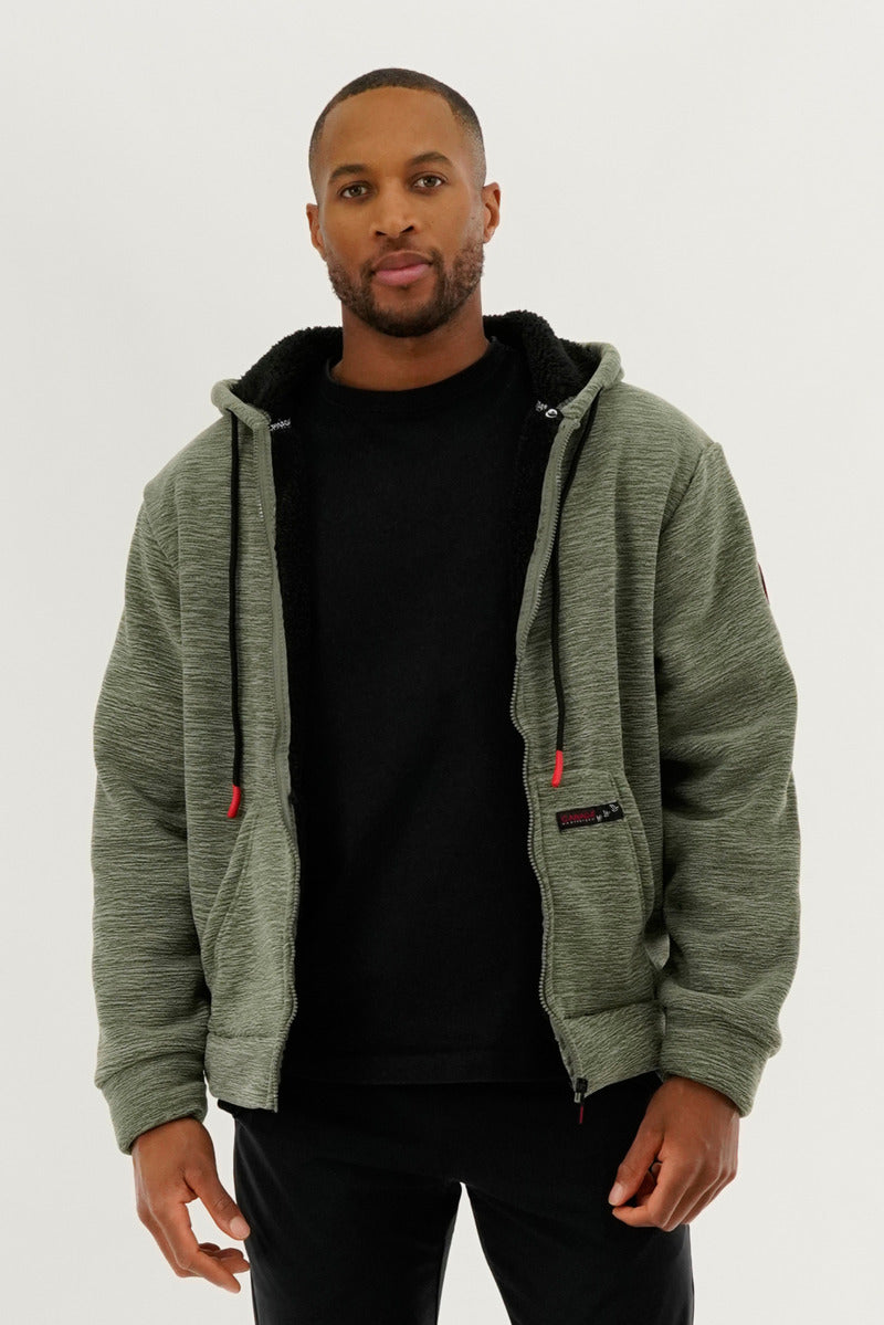 Canada Weather Gear Sherpa Lined Lightweight Jacket - Olive - Mens Lightweight Jackets - Canada Weather Gear