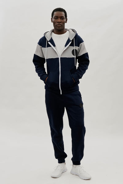 Super Triple Goose Basic Zipper Pocket Joggers - Navy