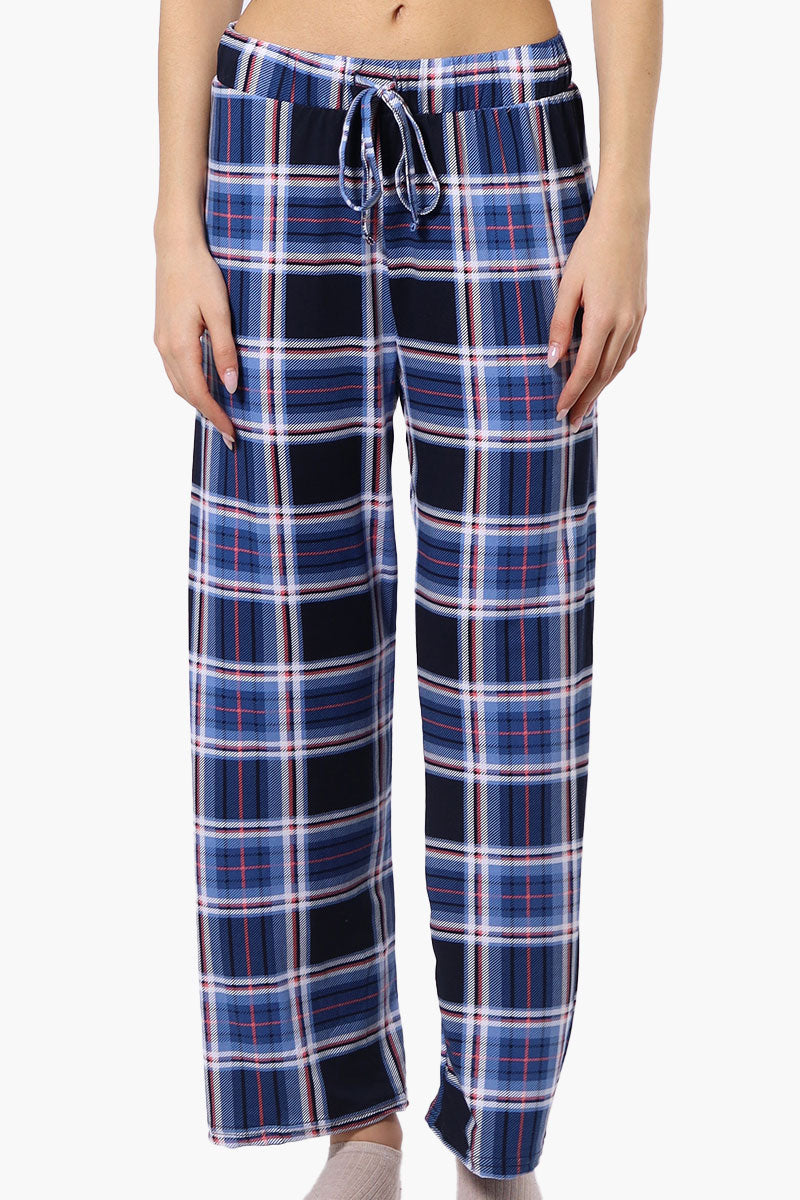 Canada Weather Gear Plaid Wide Leg Pajama Bottoms - Blue - Womens Pajamas - Canada Weather Gear