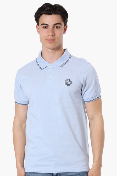 Canada Weather Gear Knit Striped Detail Polo Shirt - Blue - Mens Polo Shirts - Canada Weather Gear