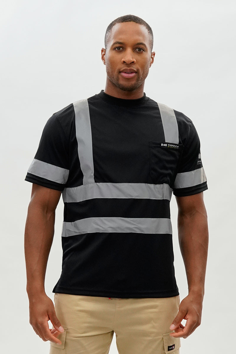 Canada Work Gear Hi-Vis Short Sleeve Tee - Black - Mens Tees & Tank Tops - Canada Weather Gear