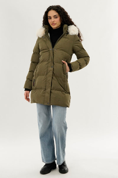 Canada Weather Gear Hip Length Parka Jacket - Green - Womens Parka Jackets - Canada Weather Gear