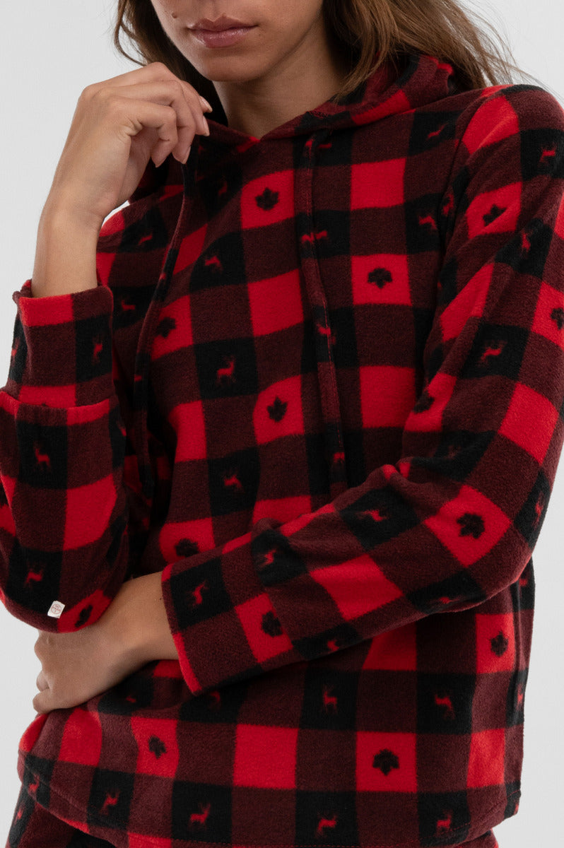 Canada Weather Gear Plaid Hooded Pajama Top - Red - Womens Pajamas - Canada Weather Gear