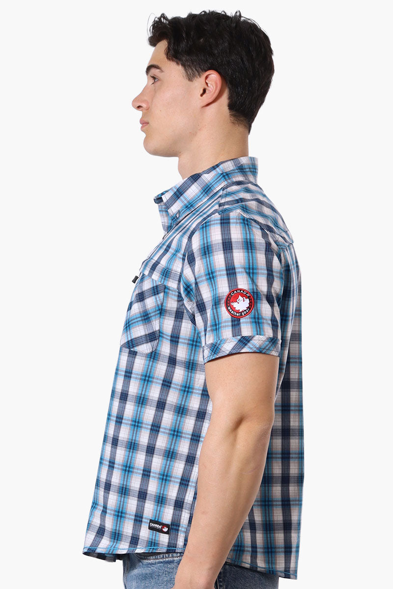 Canada Weather Gear Plaid Button Up Casual Shirt - Blue - Mens Casual Shirts - Canada Weather Gear