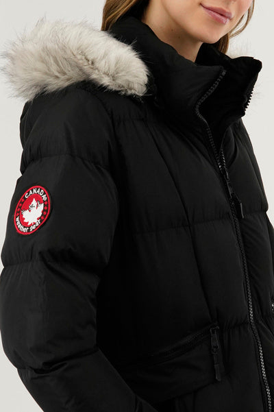 Canada Weather Gear Faux Fur Trim Puffer Parka Jacket - Black