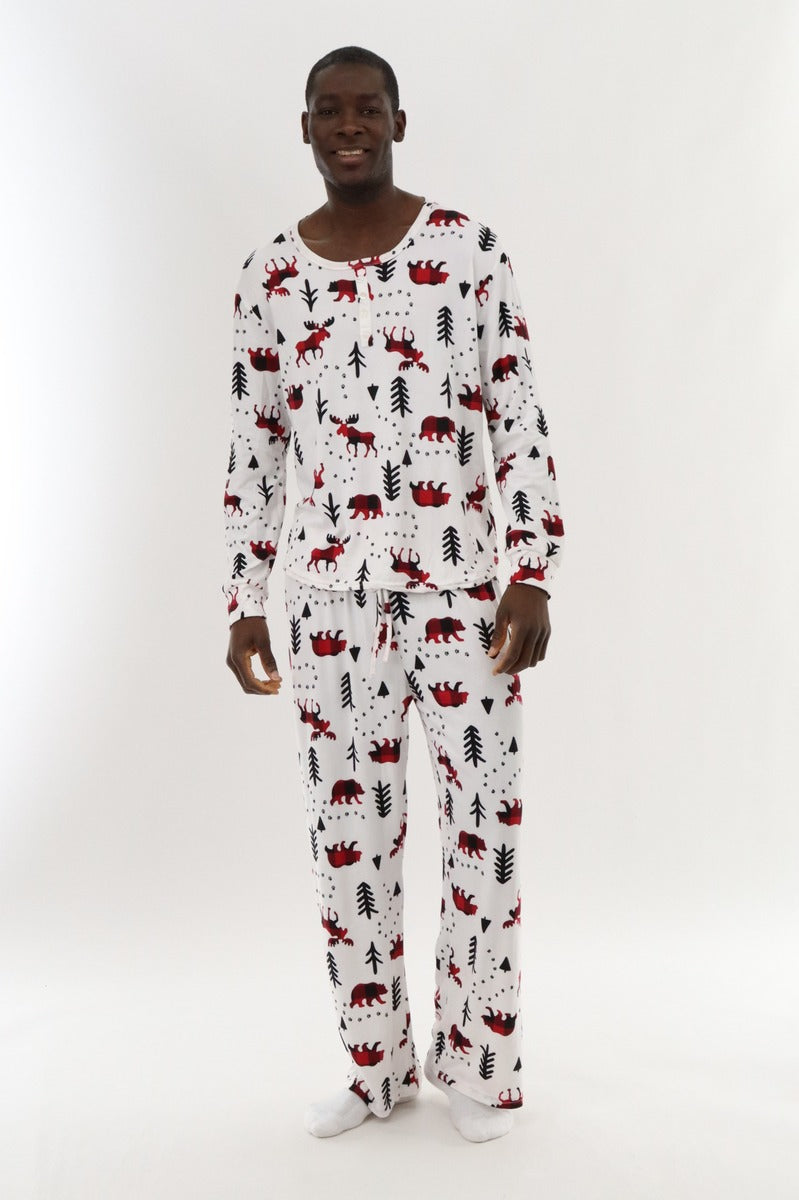 Canada Weather Gear Long Sleeve Holiday Pajama Top - White - Mens Pajamas - Canada Weather Gear