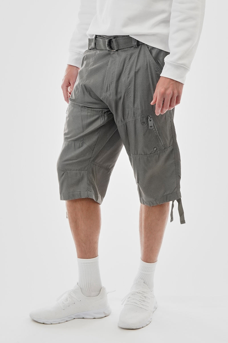 Essentials Super Triple Goose Striped Belted Cargo Shorts - Grey - Mens Shorts & Capris - Canada Weather Gear