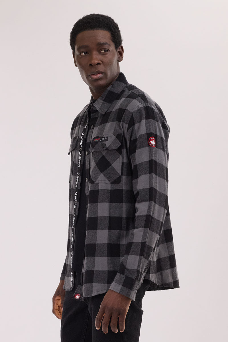Canada Weather Gear Plaid Button Up Casual Shirt - Black