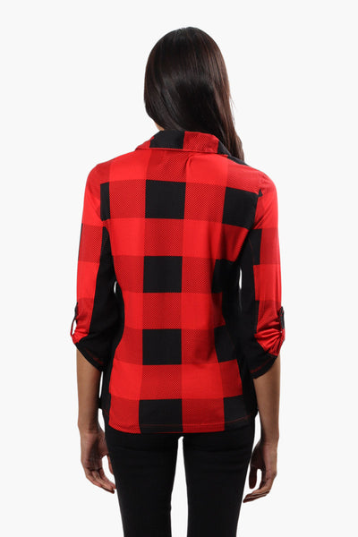 Canada Weather Gear Plaid Ribbed Insert Shirt - Red - Womens Shirts & Blouses - Canada Weather Gear