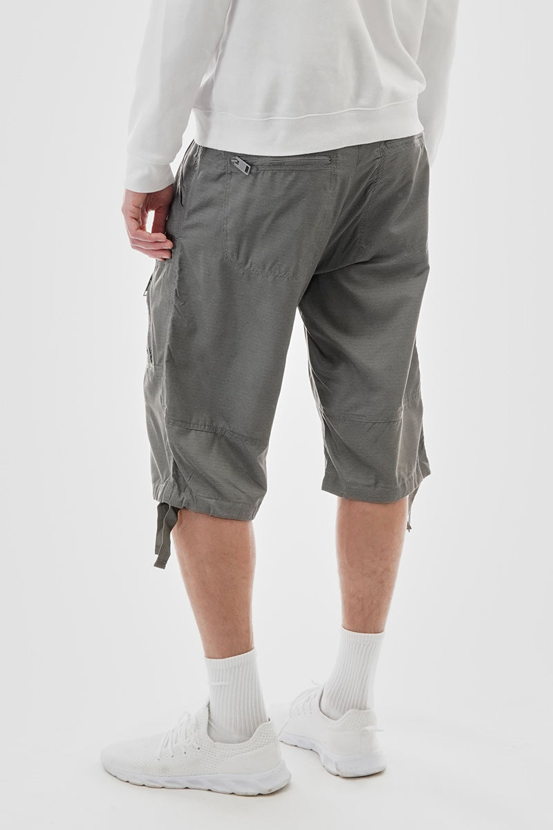 Essentials Super Triple Goose Striped Belted Cargo Shorts - Grey - Mens Shorts & Capris - Canada Weather Gear