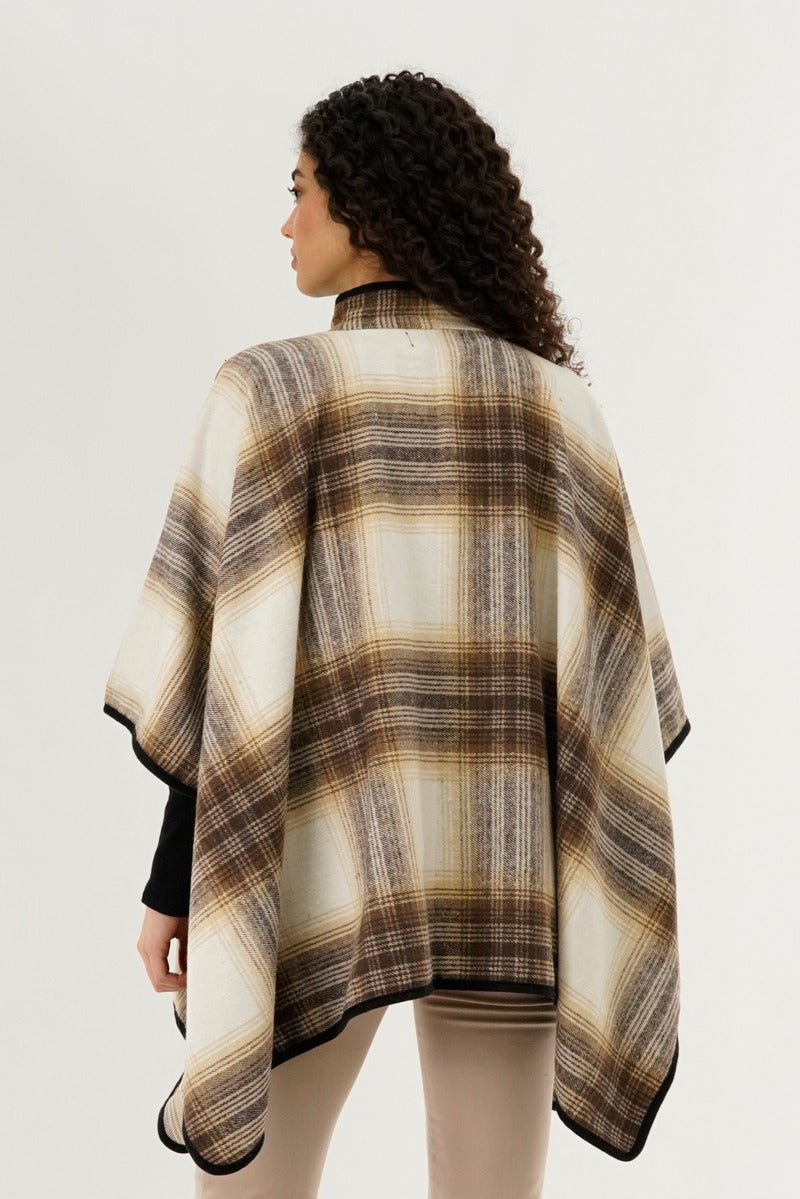 Canada Weather Gear Plaid Tartan Poncho - Beige - Womens Ponchos - Canada Weather Gear