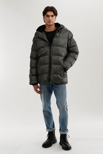 Canada Weather Gear Grid Pattern Puffer Parka Jacket - Green