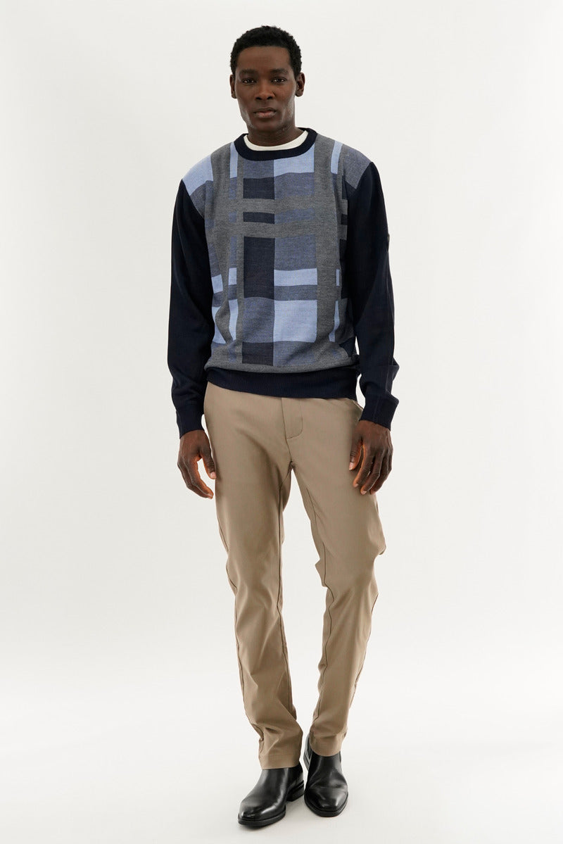 Canada Weather Gear Patterned Crewneck Pullover Sweater - Navy - Mens Pullover Sweaters - Canada Weather Gear