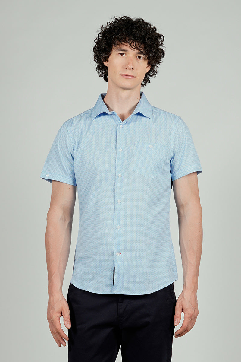 Canada Weather Gear Travel Collection Patterned Button Up Casual Shirt - Blue