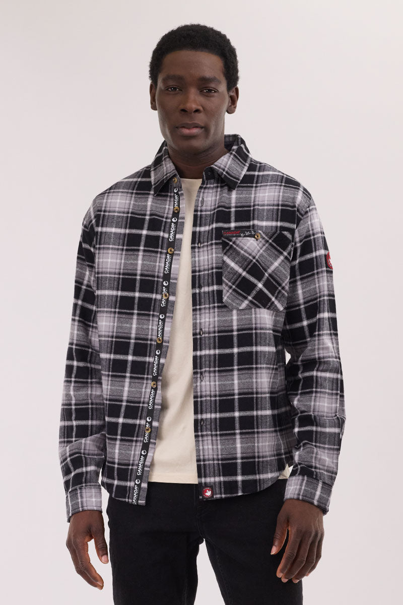Canada Weather Gear Flannel Button Up Casual Shirt - Grey