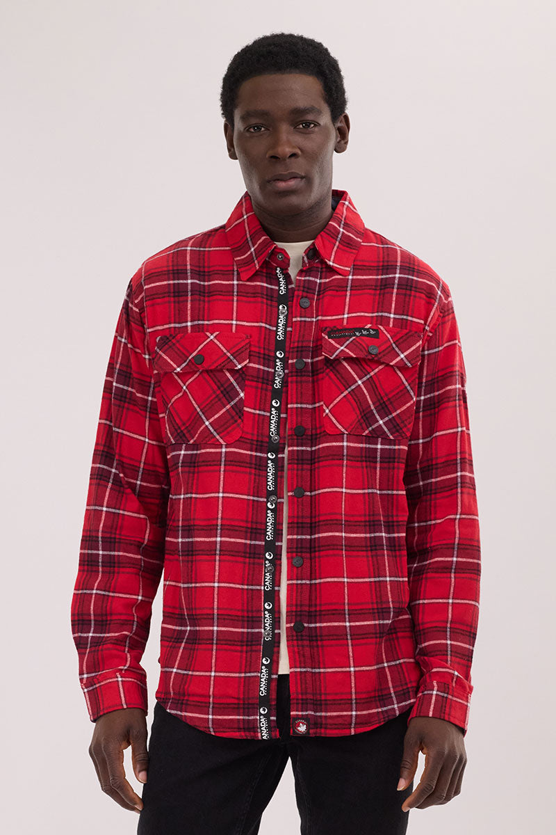 Canada Weather Gear Flannel Button Up Casual Shirt - Red