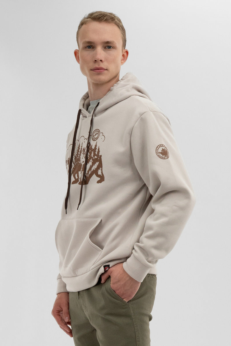 Canada Weather Gear Forest Print Hoodie - Cream - Mens Hoodies & Sweatshirts - Canada Weather Gear