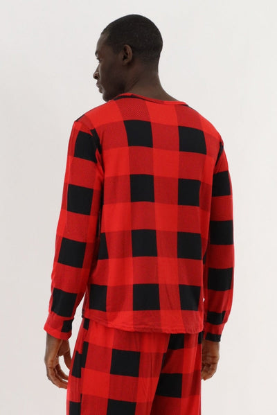 Canada Weather Gear Long Sleeve Printed Pajama Top - Red - Mens Pajamas - Canada Weather Gear