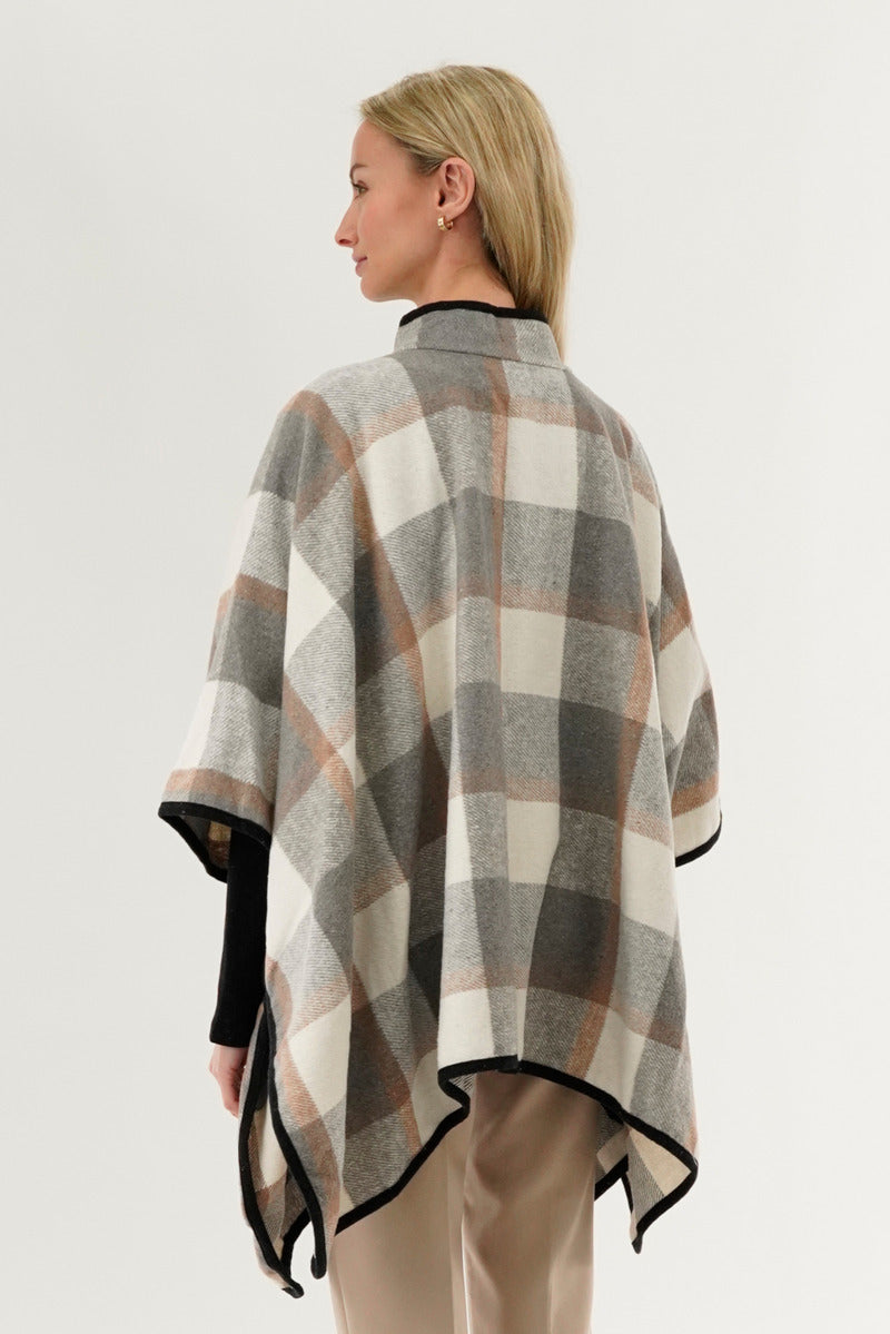 Canada Weather Gear Plaid Poncho - Beige - Womens Ponchos - Canada Weather Gear