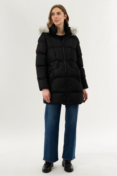 Canada Weather Gear Faux Fur Trim Puffer Parka Jacket - Black