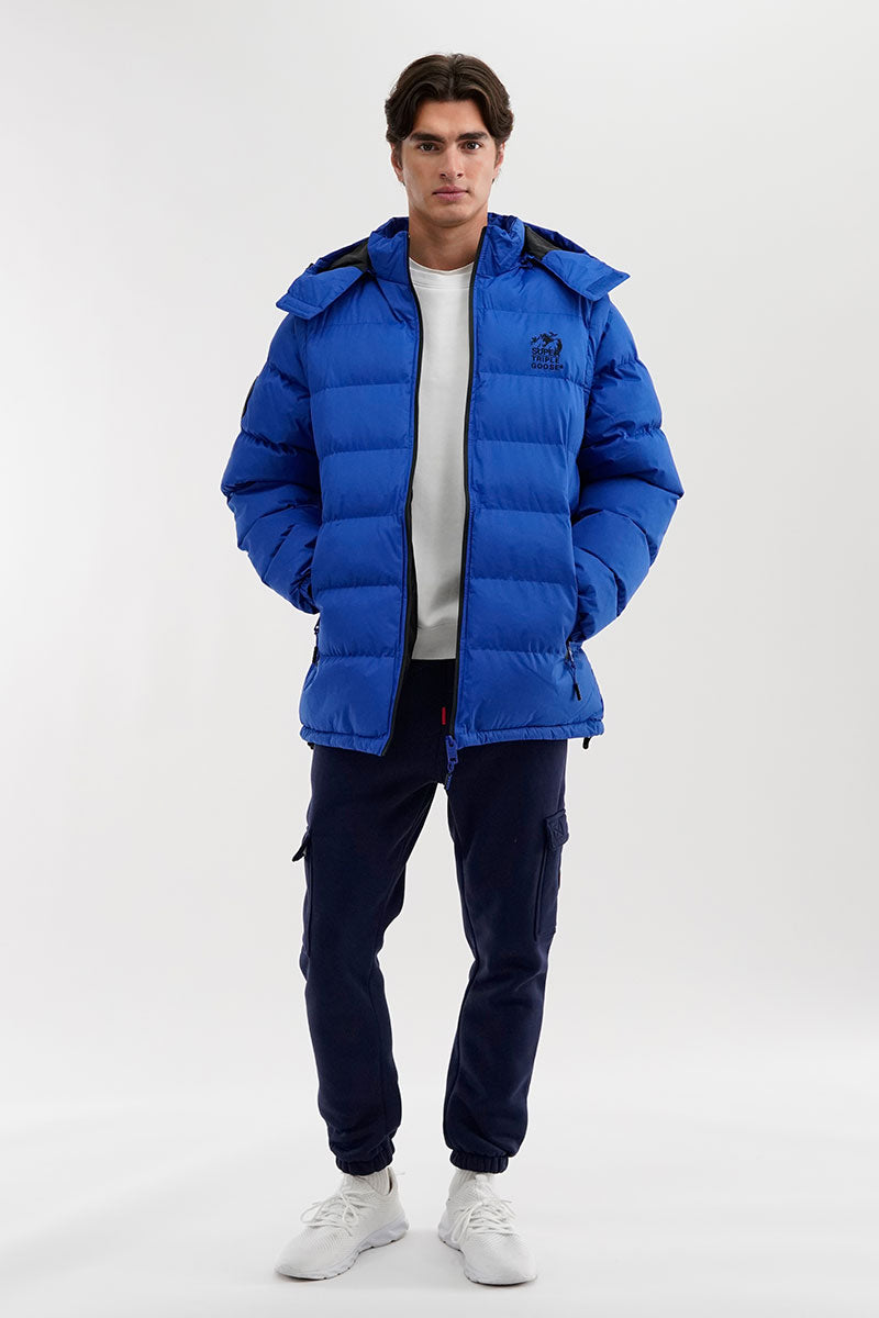 Super Triple Goose Zip Off Sleeve Bomber Jacket - Blue