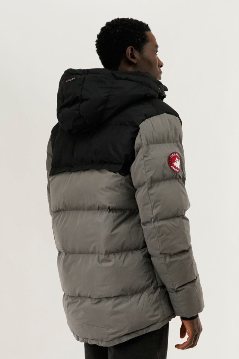 Canada Weather Gear Colour Block Puffer Bomber Jacket - Grey - Mens Bomber Jackets - Canada Weather Gear
