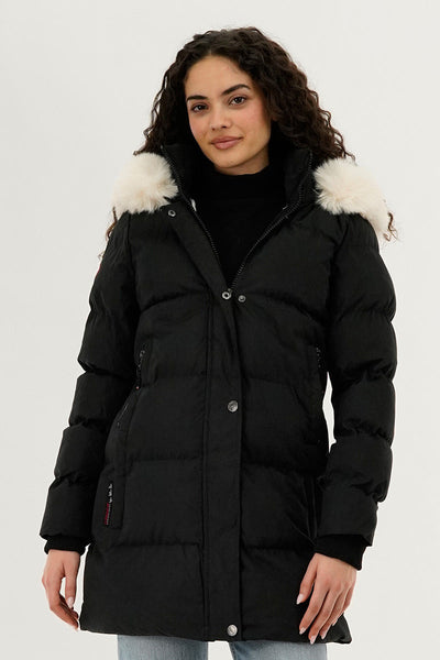 Canada Weather Gear Hip Length Parka Jacket - Black - Womens Parka Jackets - Canada Weather Gear
