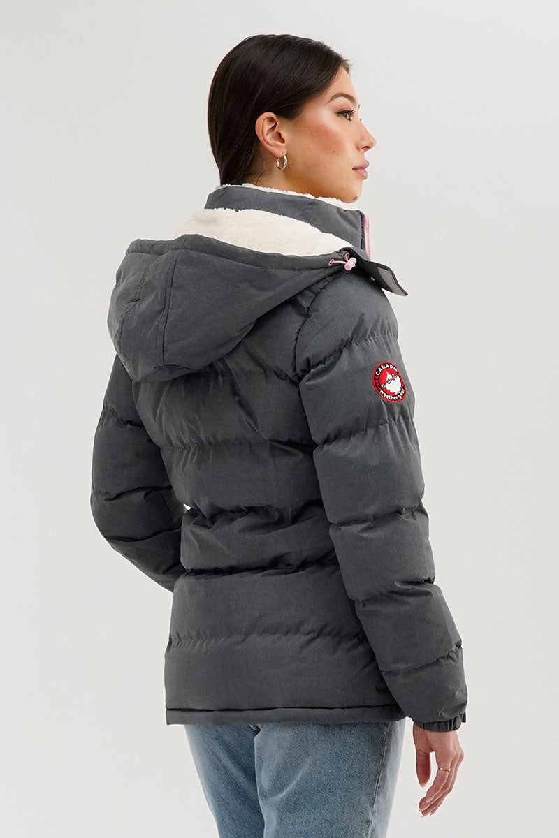 Canada Weather Gear Sherpa Lined Collar Bomber Jacket - Grey - Womens Bomber Jackets - Canada Weather Gear