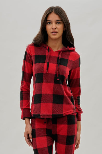 Canada Weather Gear Plaid Hooded Pajama Top - Red - Womens Pajamas - Fairweather