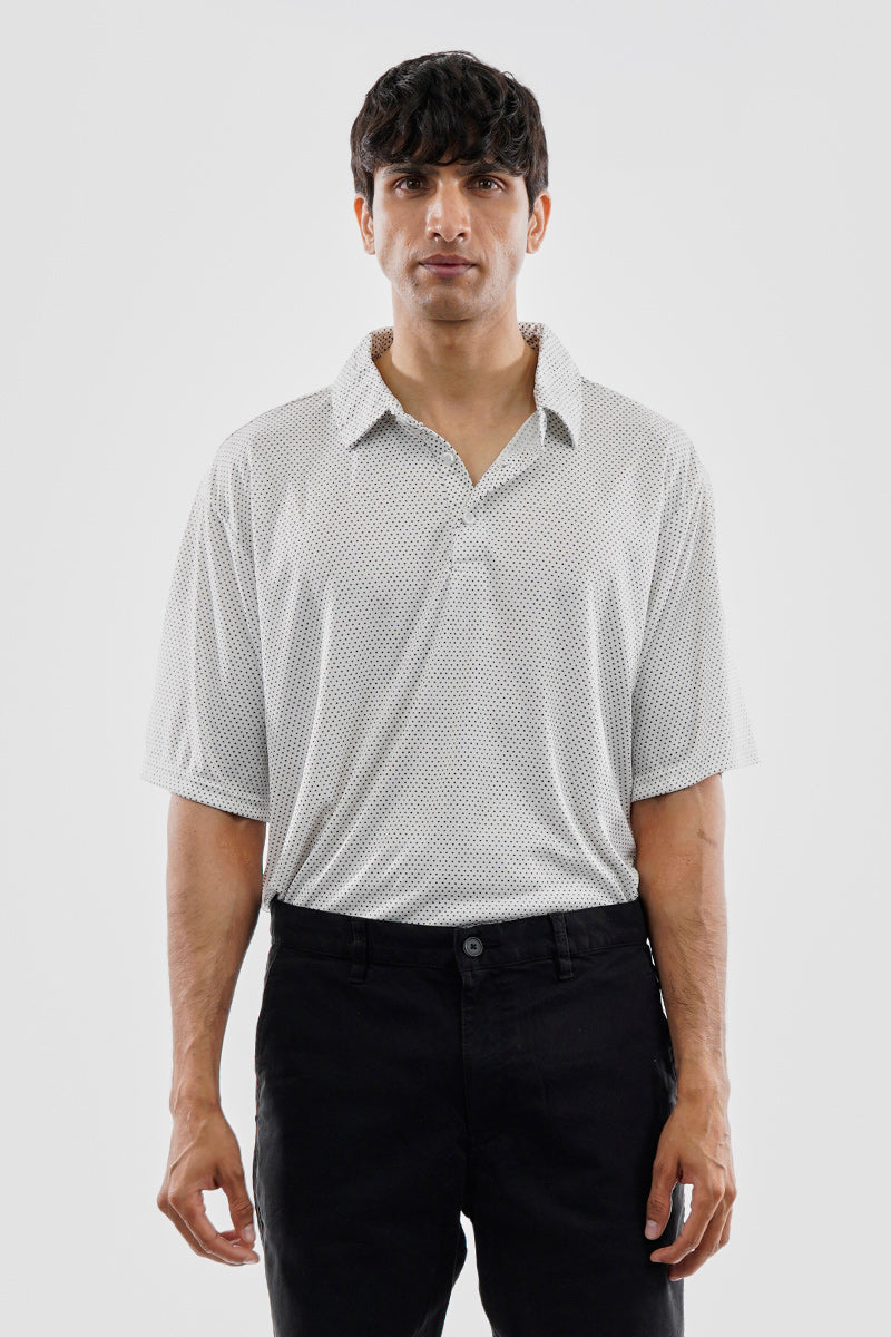 Canada Weather Gear Performance Polka Dot Pattern Polo Shirt - White - Mens Polo Shirts - Canada Weather Gear