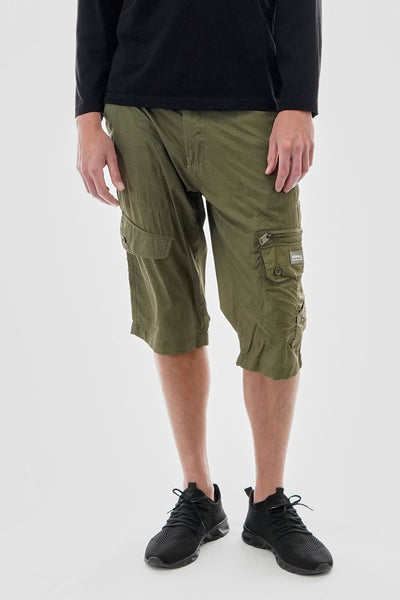Essentials Super Triple Goose Grid Pattern Belted Cargo Shorts - Olive - Mens Shorts & Capris - Canada Weather Gear