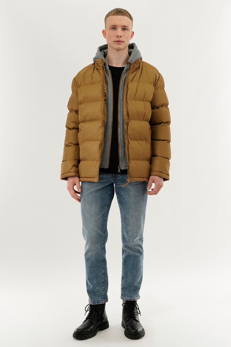 Canada Weather Gear Fleece Quilted Bomber Jacket - Camel - Mens Bomber Jackets - Canada Weather Gear
